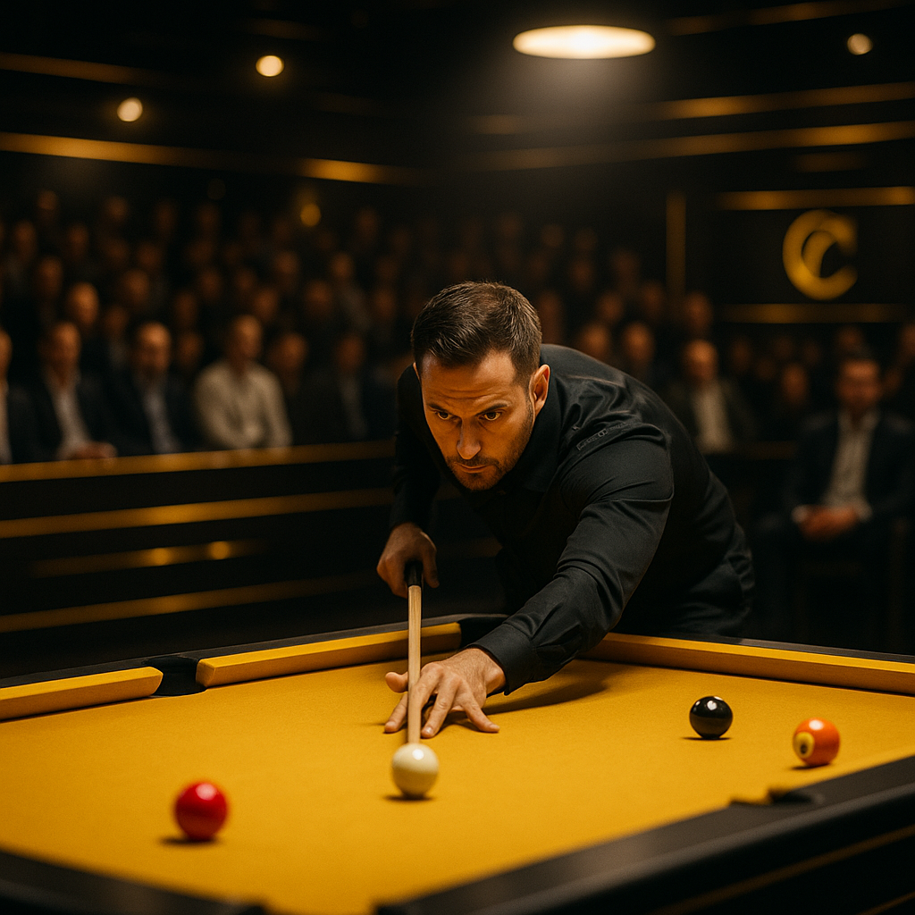 Existing concept of a player taking a shot in a pool competition